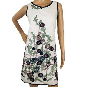 Max Studio Boho Floral Embroidered Shift Dress Mini Multicolor Sleeveless Size M